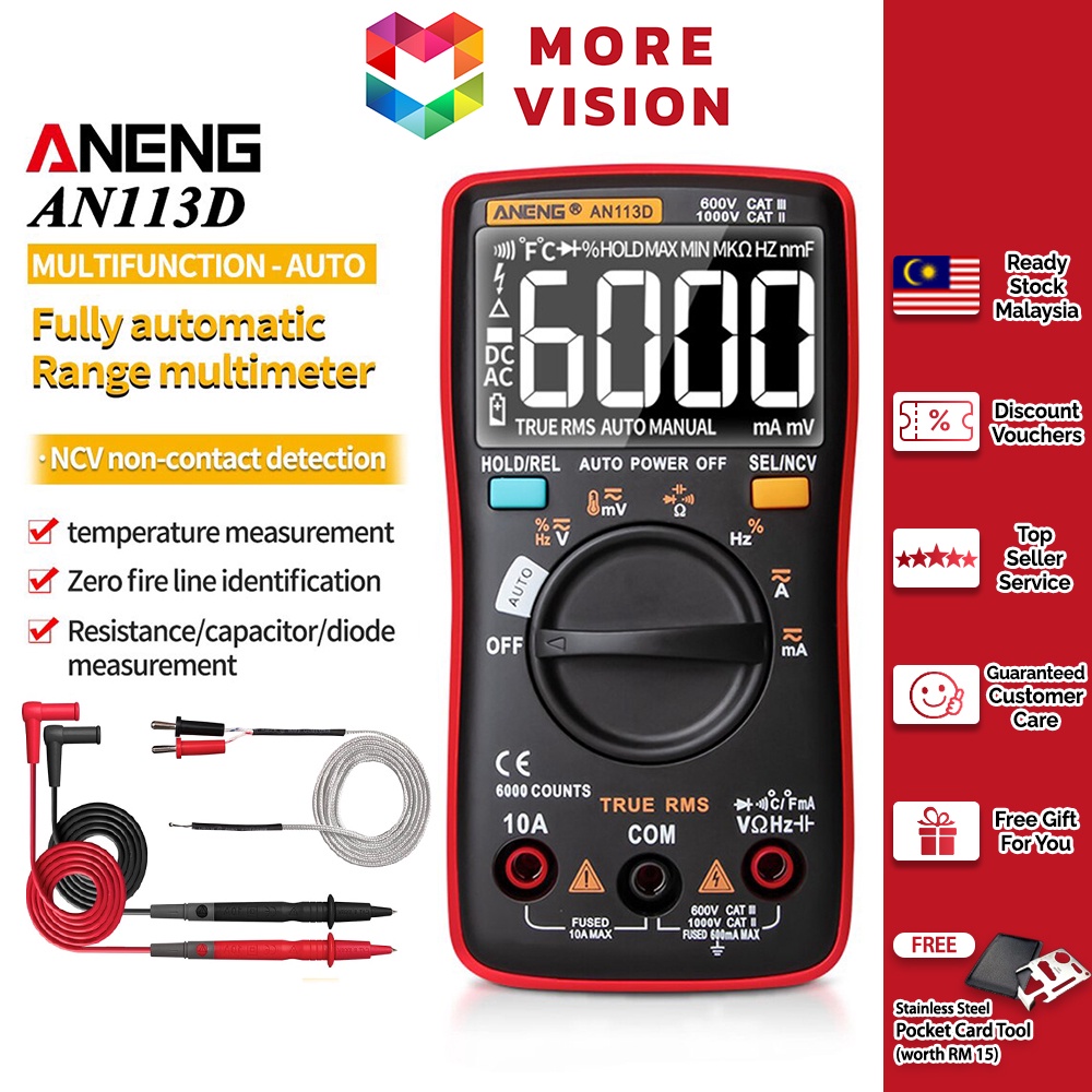 ANENG AN113D Digital Multimeter Counts electrical meter transistor ...