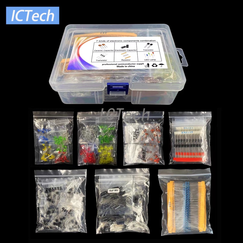 1490pcs Electronic Components Kit Resistor Capacitor Set Package ...
