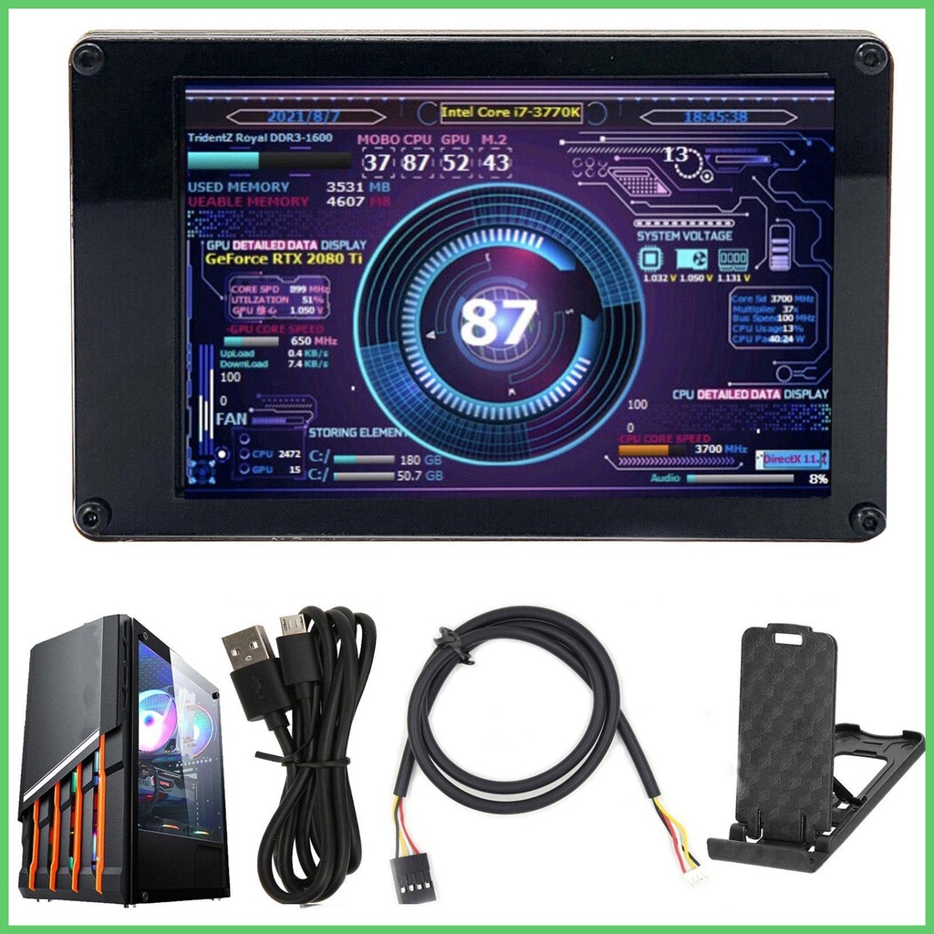 Temp Monitor for PC 3.5 Inch Mini Computer Monitor CPU RAM HDD Data ...