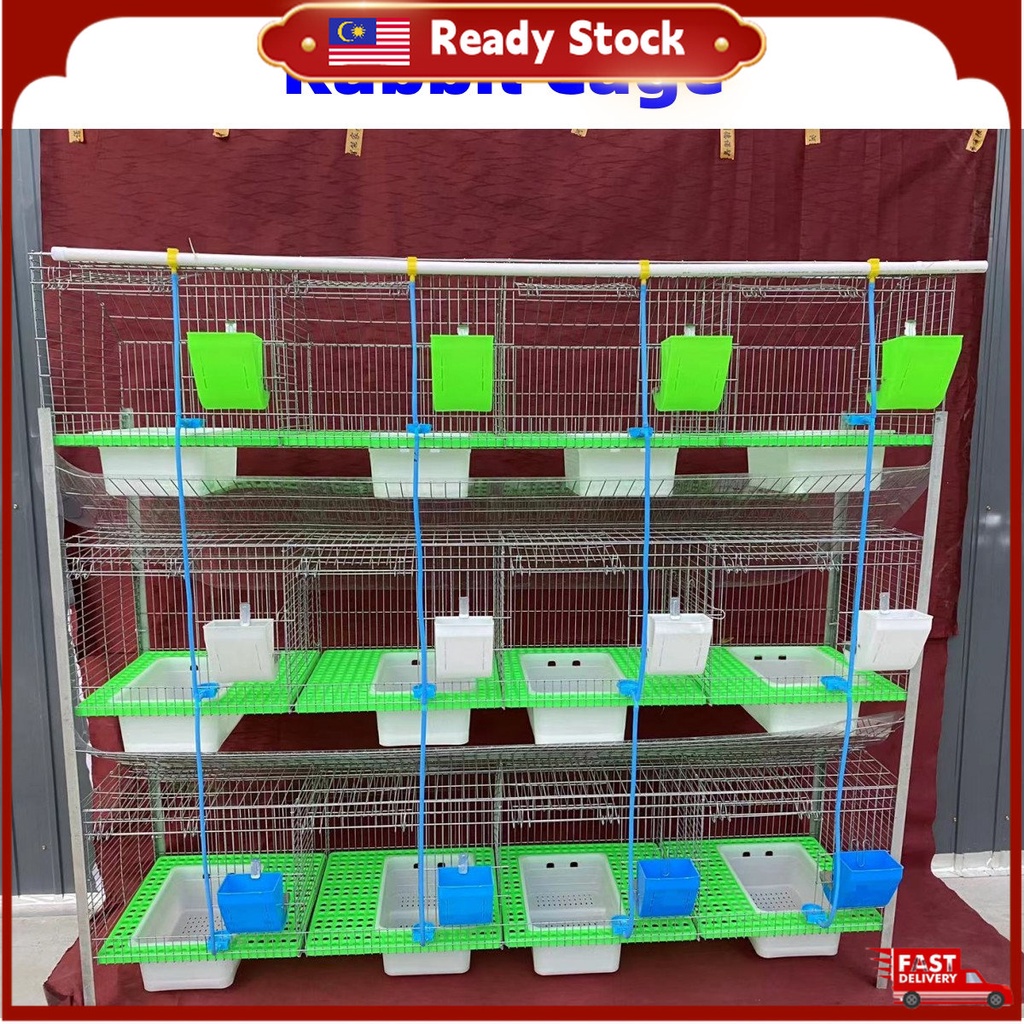 12 cages Set sangkar arnab komersial hot dip galvanised commercial