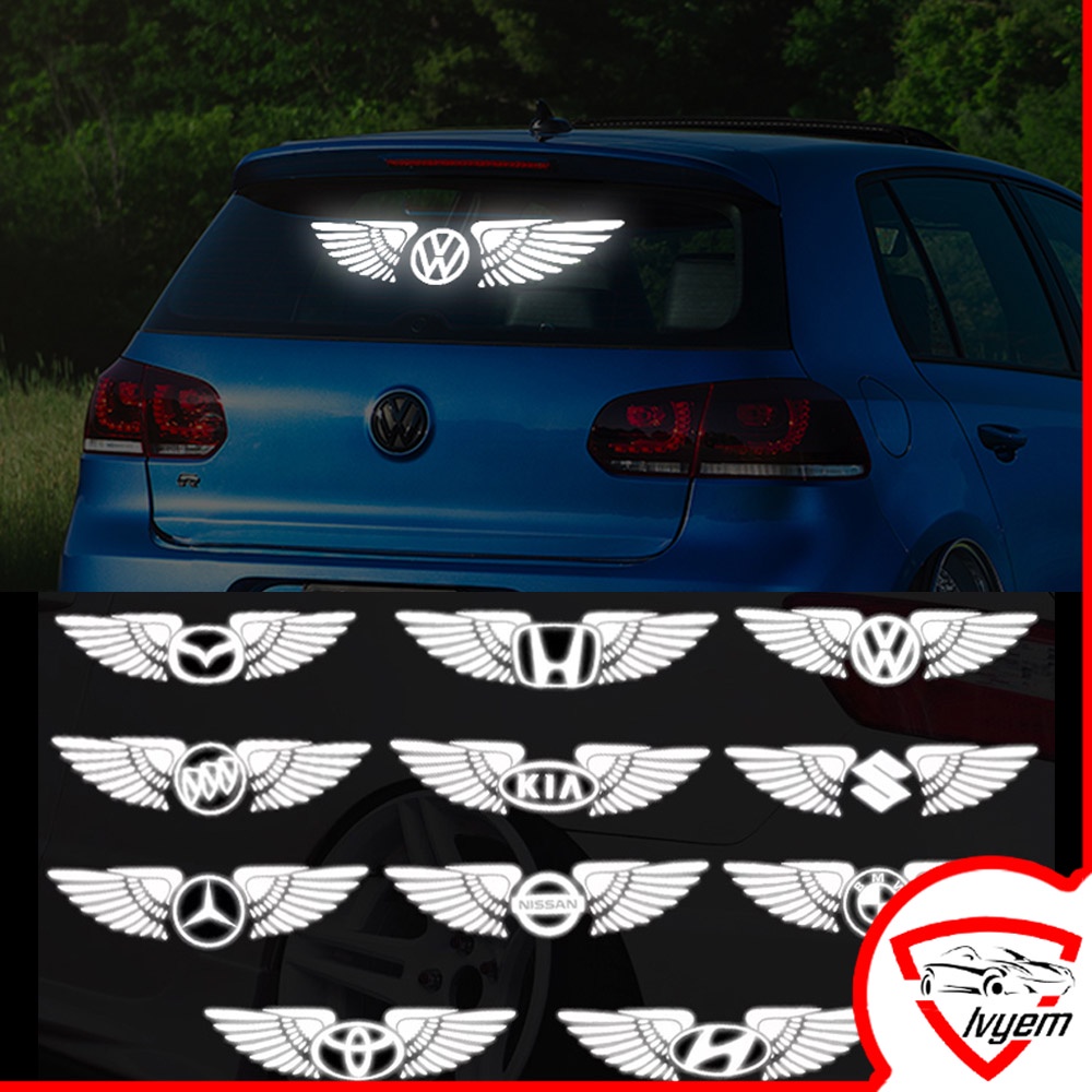 Laser Angel Wings Strong Reflective Logo Sticker Laser Car Sticker High