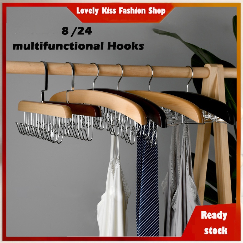 Multifunctional Solid Wood Wave Hanger Belts Rack Tie Hanger Scarf ...