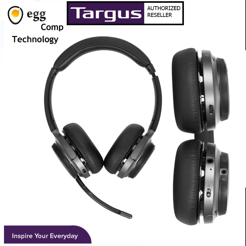 Targus AEH104 Wireless Bluetooth 5.0 Stereo Headset with Adjustable Padded  Headband and Boom Microphone (AEH104AP) | Shopee Malaysia