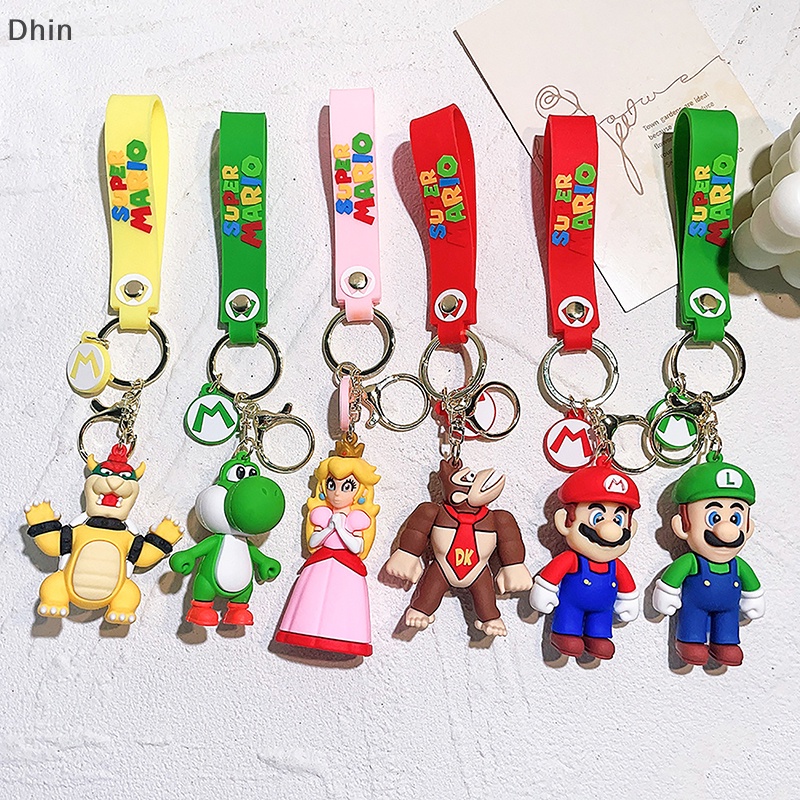 [Dhin] Cute Super Mario Bros Keychain Game Mario Figure Key Chain ...