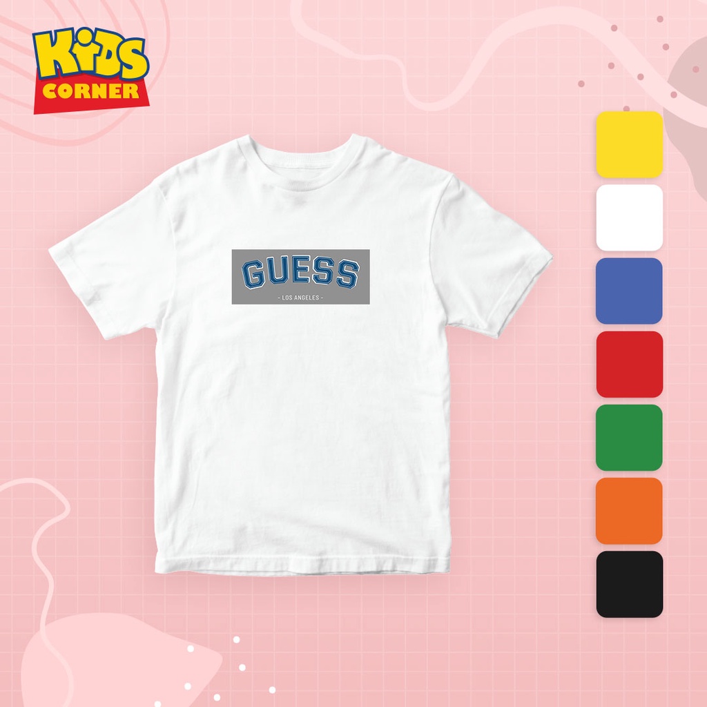 Baju Premium GUESS Holographic Logo Cotton Short Sleeve T Shirt Kanak Budak Boys Girl Kids T Shirt Fashion Casual Unisex Shopee Malaysia