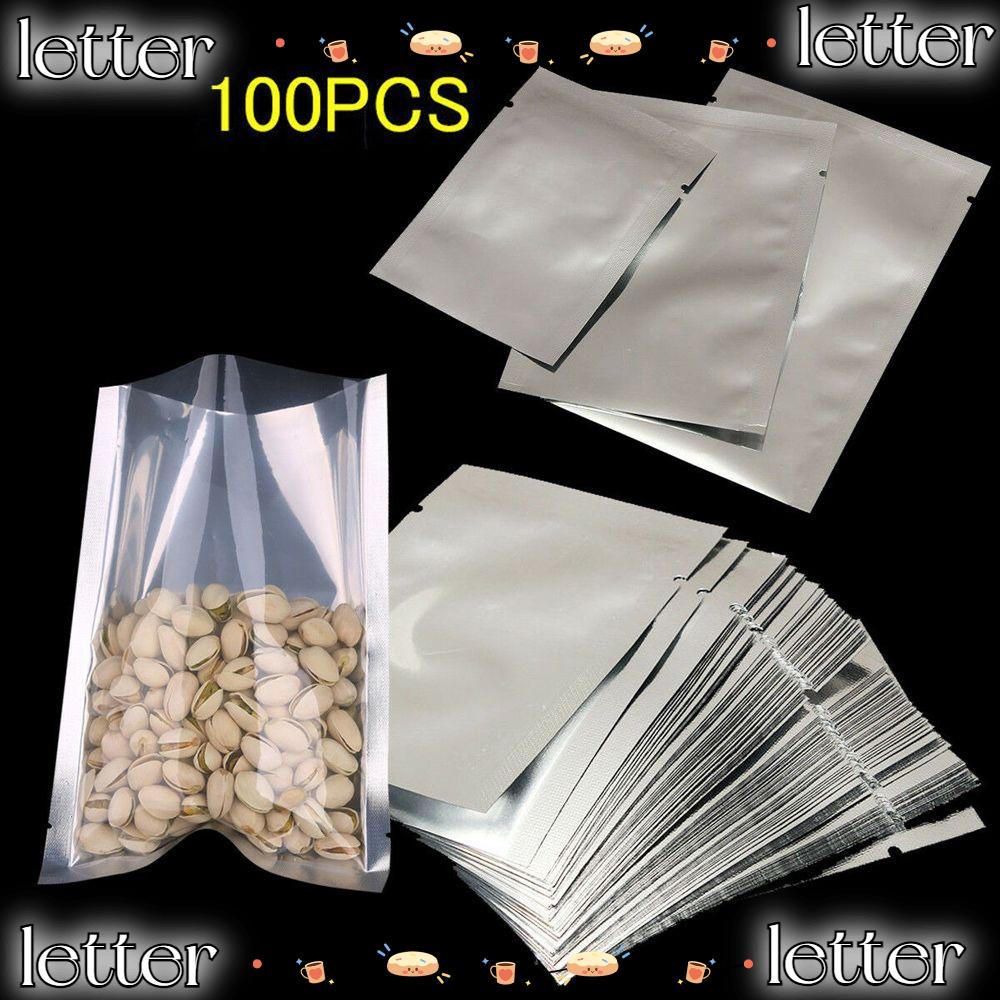 LETTER 100PCS Waterproof Heat Seal Bag Silver Vacuum Sealer Aluminium
