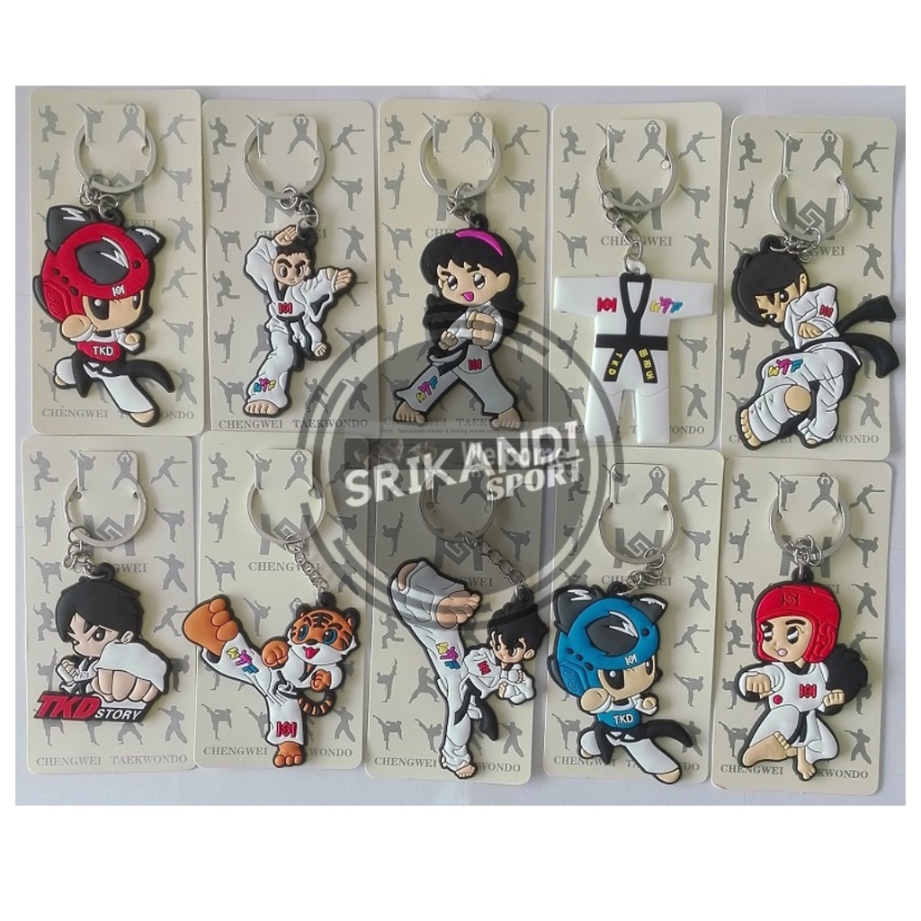 GANTUNGAN Keychain Taekwondo Karate Silat FIGHT Kick Cartoon Martial