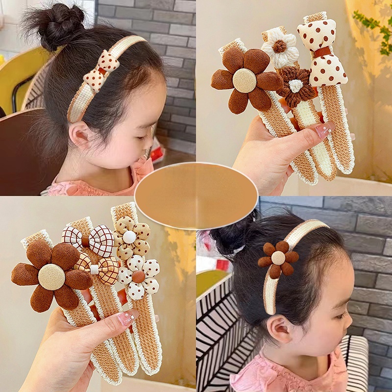 Children's Flower Bow Hair Hoop Fashion Bangs Stickers Baby Cute Hair