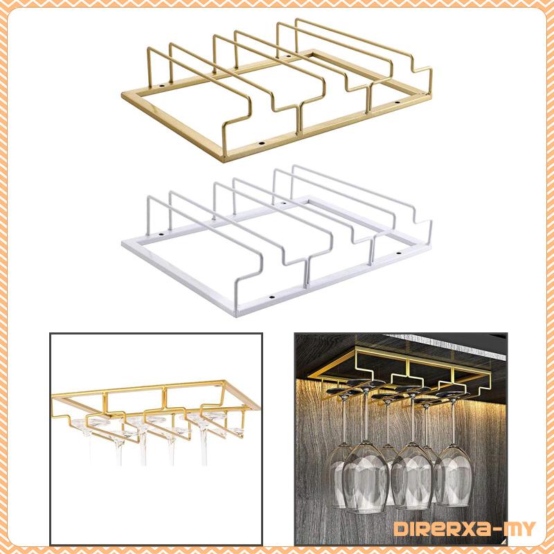 [DirerxaMY] Hanging Stemware Holder Rack Metal Glass Organizer 3 Rows