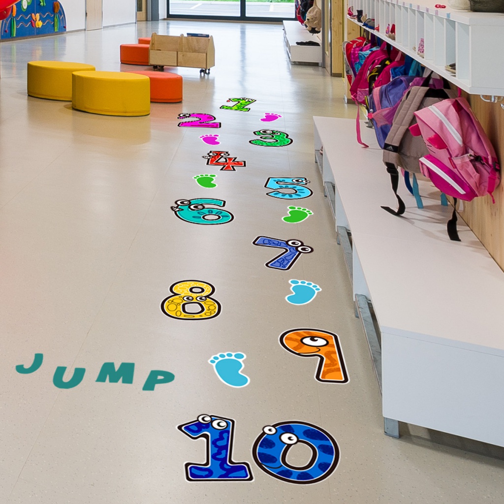 pvc floor sticker waterproof Cute123 Funny Number Hopscotch Game Floor ...