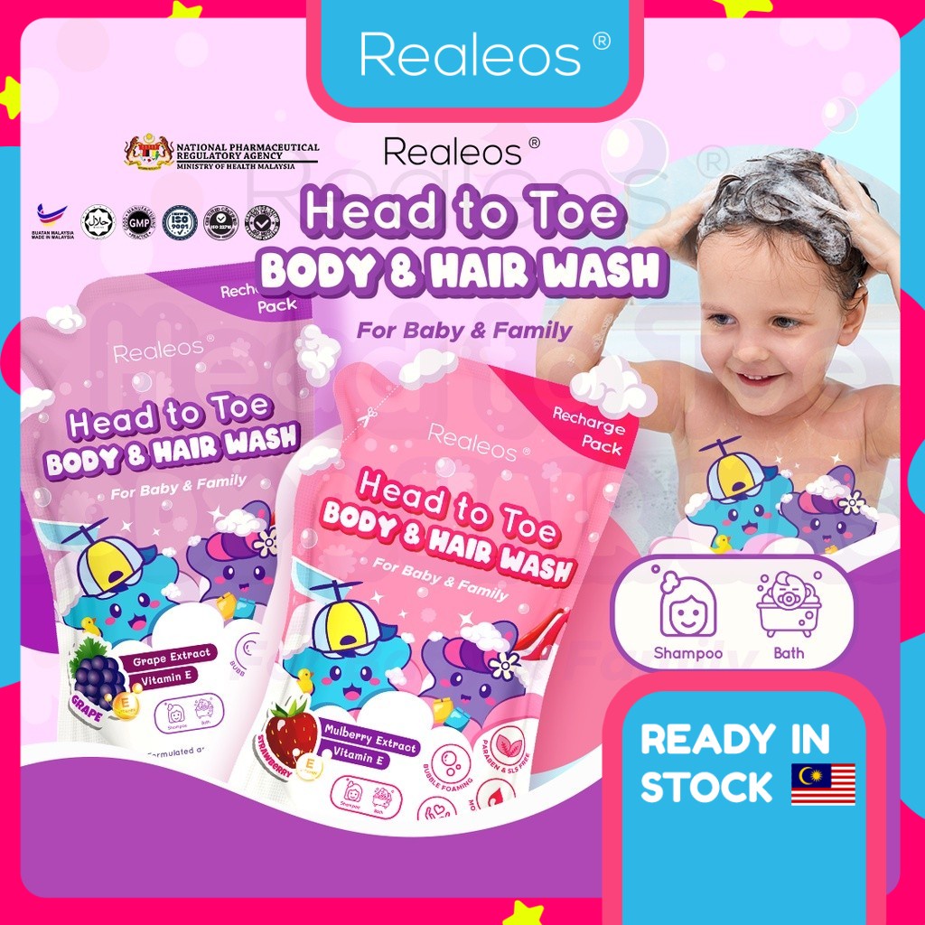 500ML Realeos Head to Toe Body & Hair Wash for Baby and Family Baby