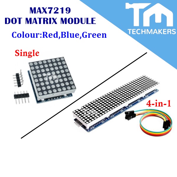 MAX7219 MAX 7219 Dot Matrix 8x8 (DotMatrix) LED Display Module MCU LED Display Control Kit for Arduino 5V TechMakers