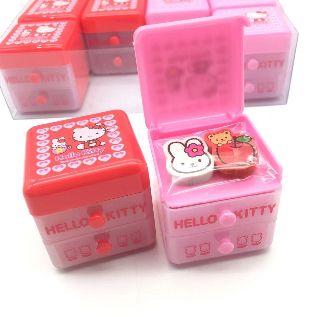 1 PCS Cute Kitty Drawer Box Eraser Desktop Organizer Box Eraser Prize ...