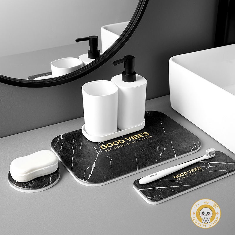 Marble Patterned Diatomaceous Mud Washstand Water Absorption Pad