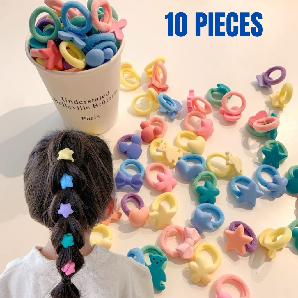 10 Pieces Cute Rubber Hair Tie Cute Cartoon Hair Rope Baby Tie Small