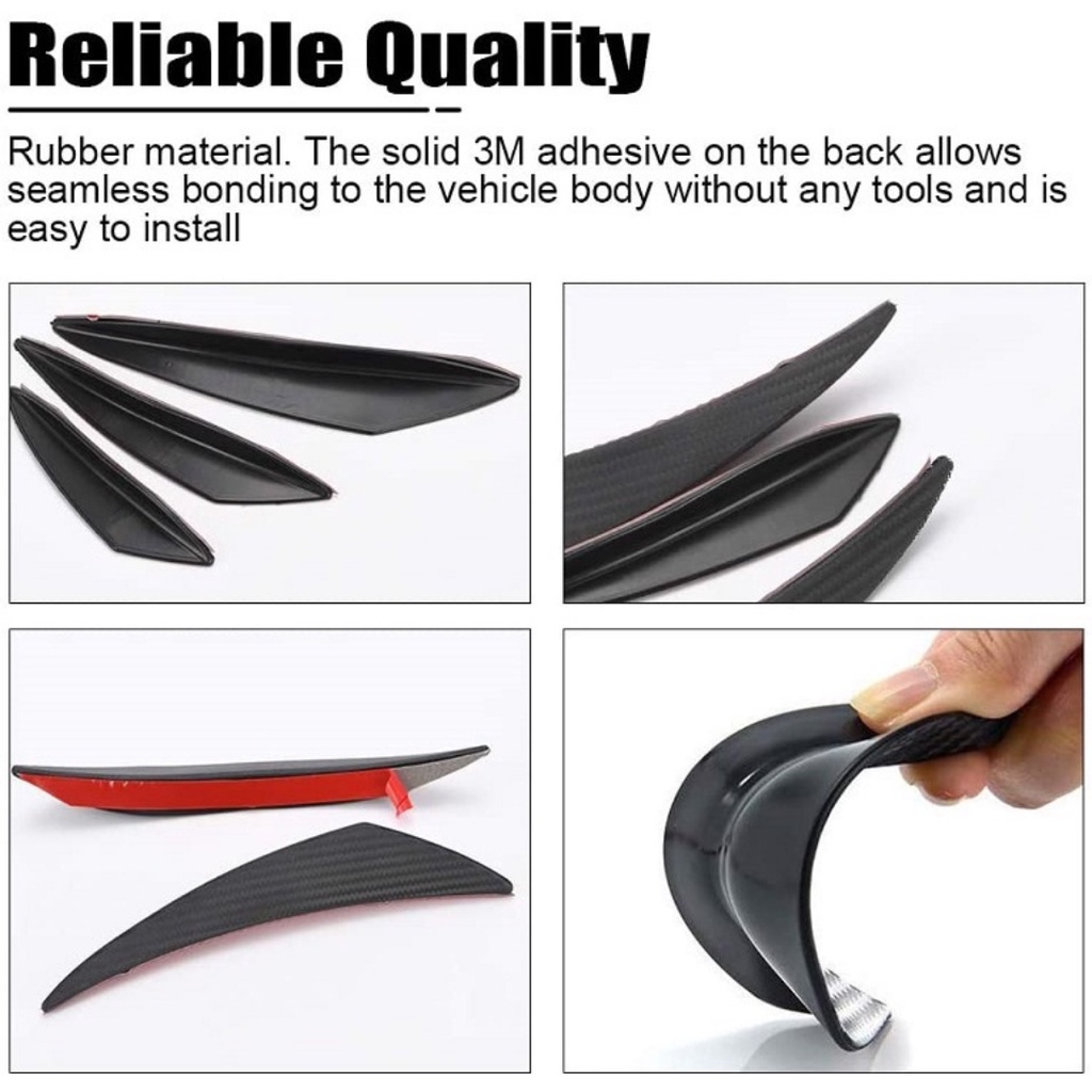 6pc Universal Carbon Style Car Front Bumper Lip Splitter Fin Body ...