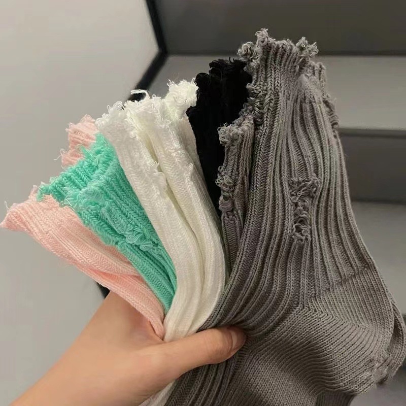 Xiaohongshu Same Style Ripped Beggar Socks Female ins Trendy Influencer ...