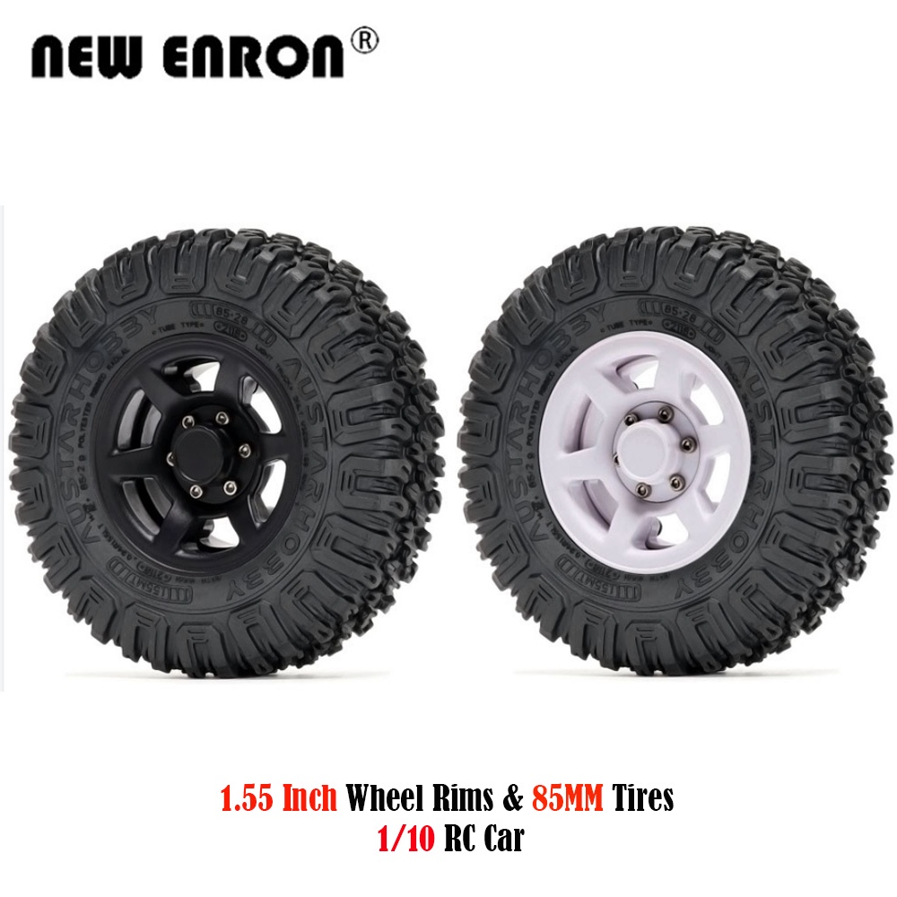 4Pcs 85mm RC Crawler Tires - 1.55 Soft Rubber Terrain Wheels For Axial AX90069 D90 TF2 Tamiya CC01