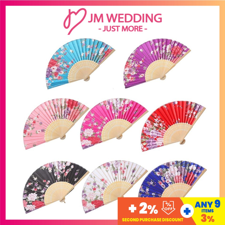 [MY]Floral Silk Hand Fans Kipas Tangan Lipat Bunga MurahGarden Craft