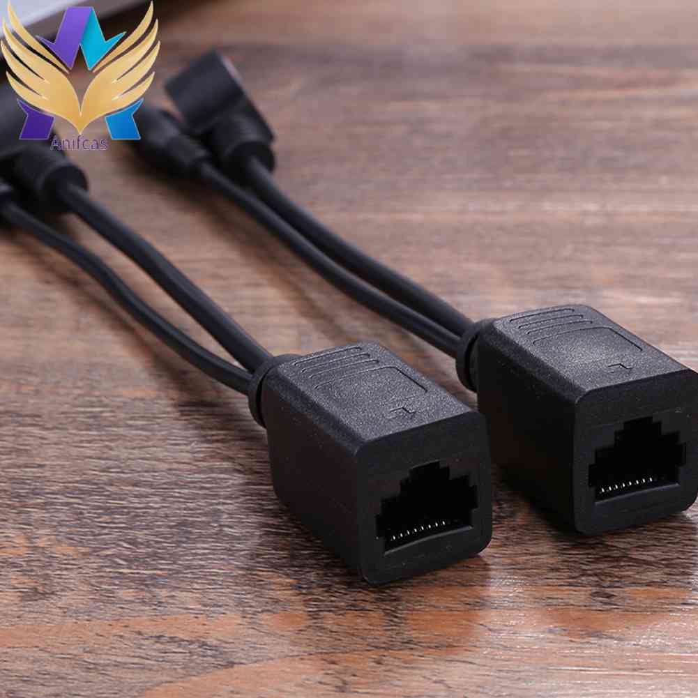 Power Over PoE Adapter Injector&Splitter Kit PoE Cable Black