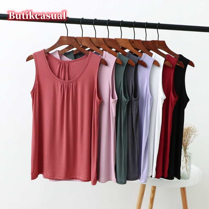 Ready Stock Women modal cotton tank top Sleeveless t shirt Plain