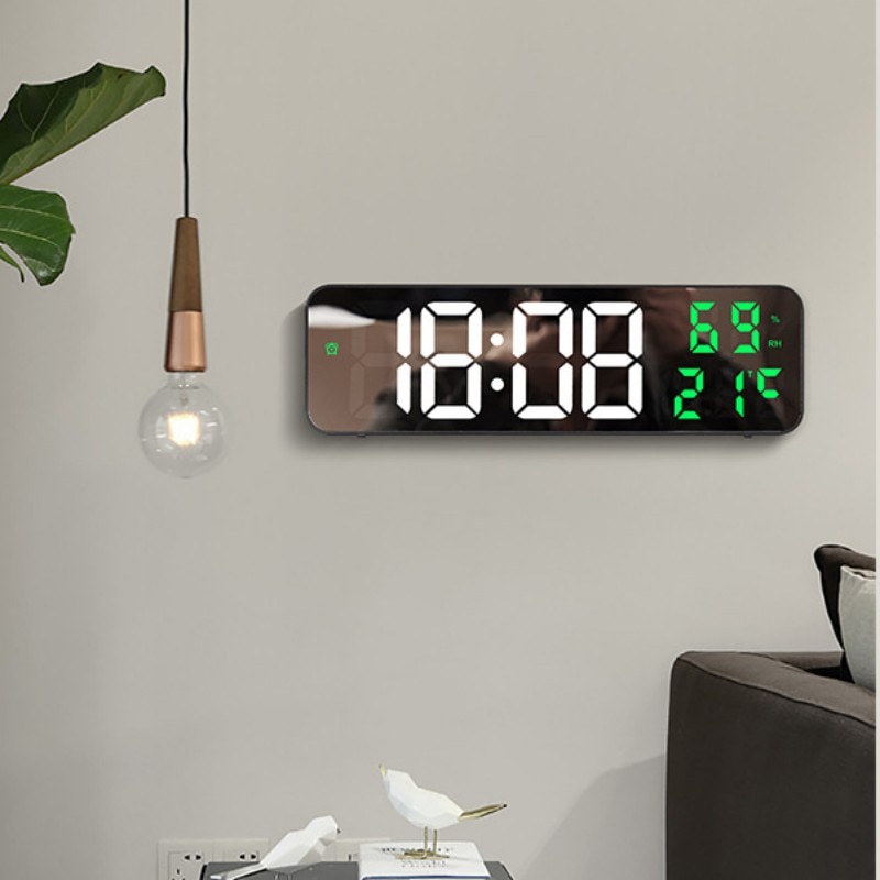 9 Inch Large Digital Wall Clock Temperature and Humidity Display Night ...