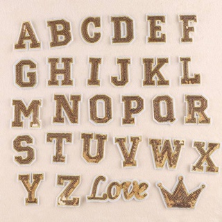 26Pcs 5CM Gold Embroidered Letter Patches Iron on For Clothing