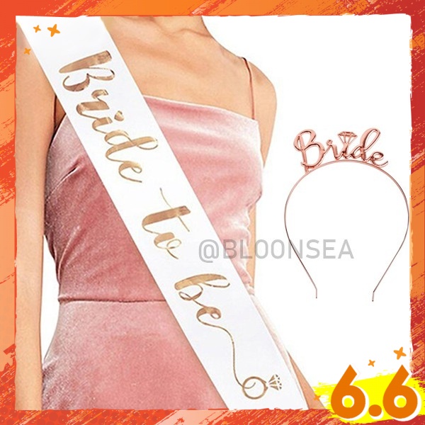 Set De Accesorios Para Despedida De Soltera - Banda 'Bride To Be', Tiara Y Velo, Color Dorado Rosa, Satén Elegante