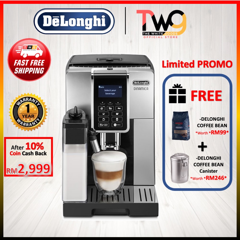 [FREE SHIPPING] DeLonghi ECAM350.55.SB Dinamica Silver Black Fully