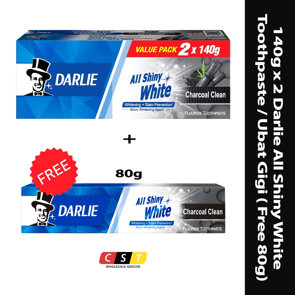 140g x 2 Darlie All Shiny White Toothpaste / Ubat Gigi Charcoal Clean ...