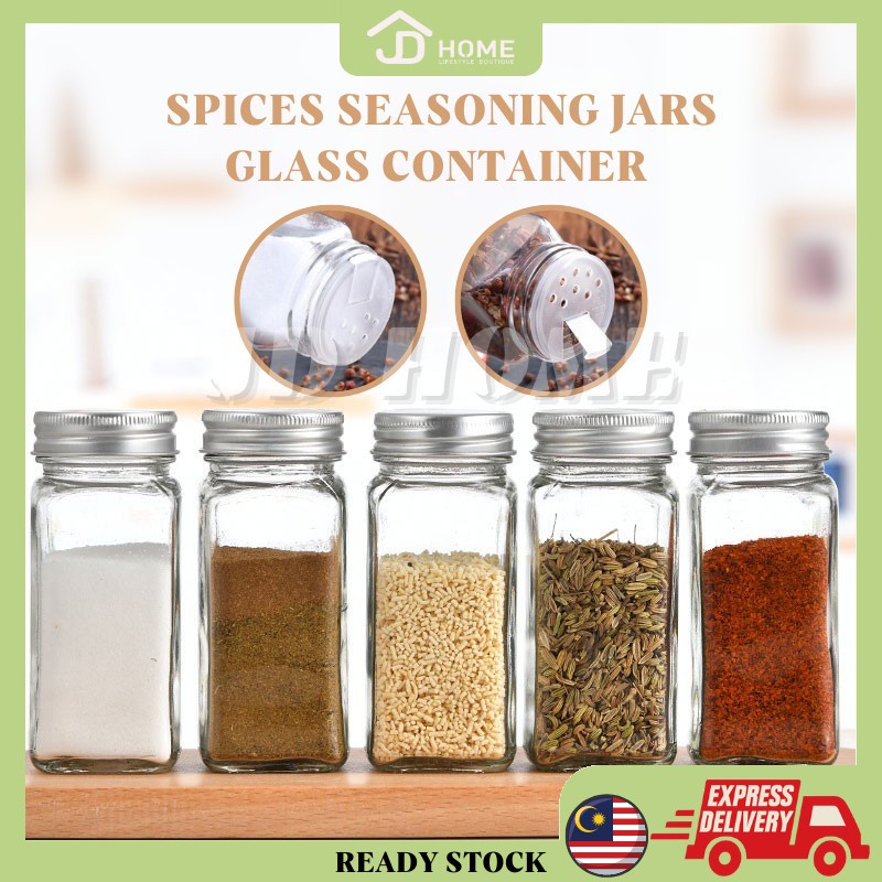 JD Home 🇲🇾 [Ready Stock] Seasoning Jars Set Square Glass Container
