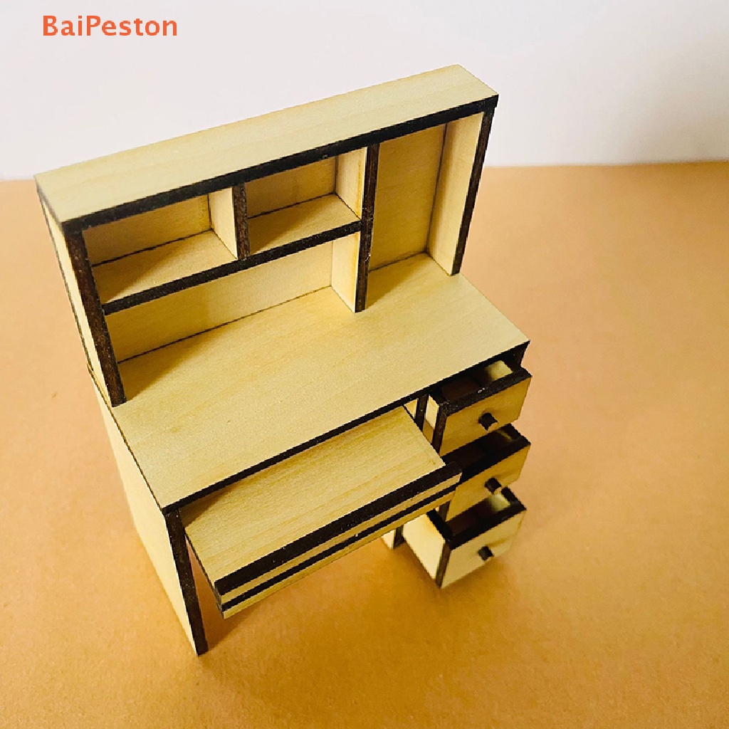[BaiPeston] 1/12 Scale Miniature Bookshelf Computer Table Mini