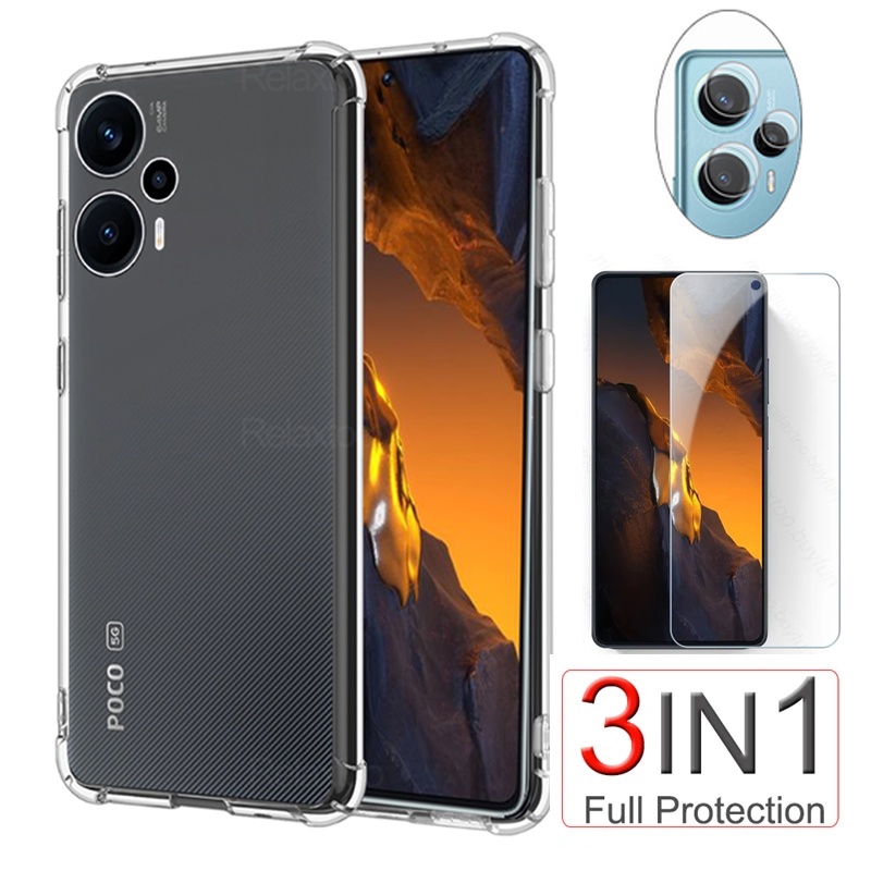 3to1 Tempered Glass Cover For Xiaomi Pocof5 Poco F5 Pro 5g Soft Case Poko Little F5pro F 5 Pro 1168