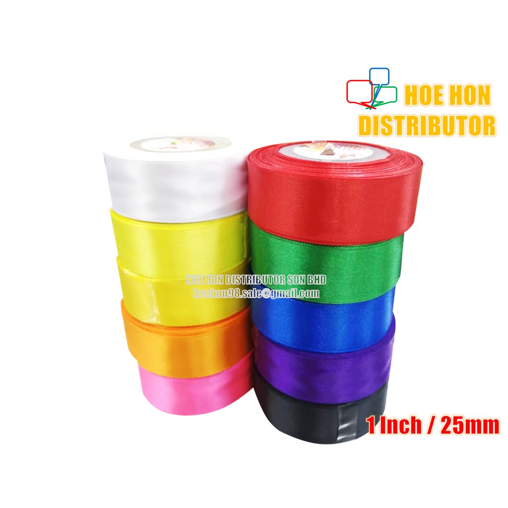 Satin Ribbon 1 Inch / 24mm - 25mm x 15 Yard | Shopee Malaysia