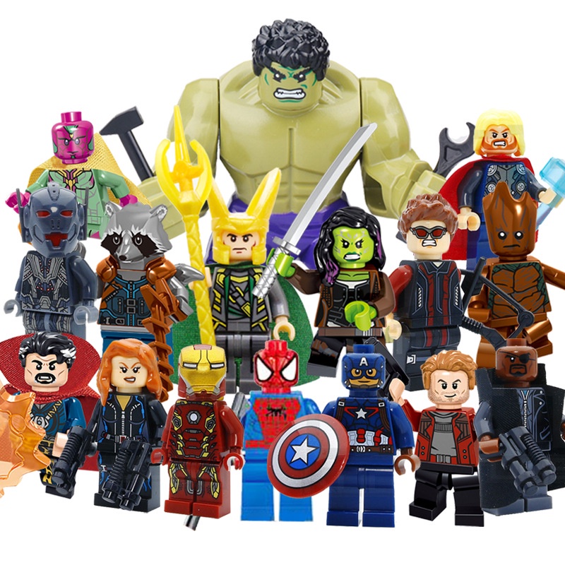 16 Superhero Building Blocks Minifigures Set Doll Doll Captain America ...
