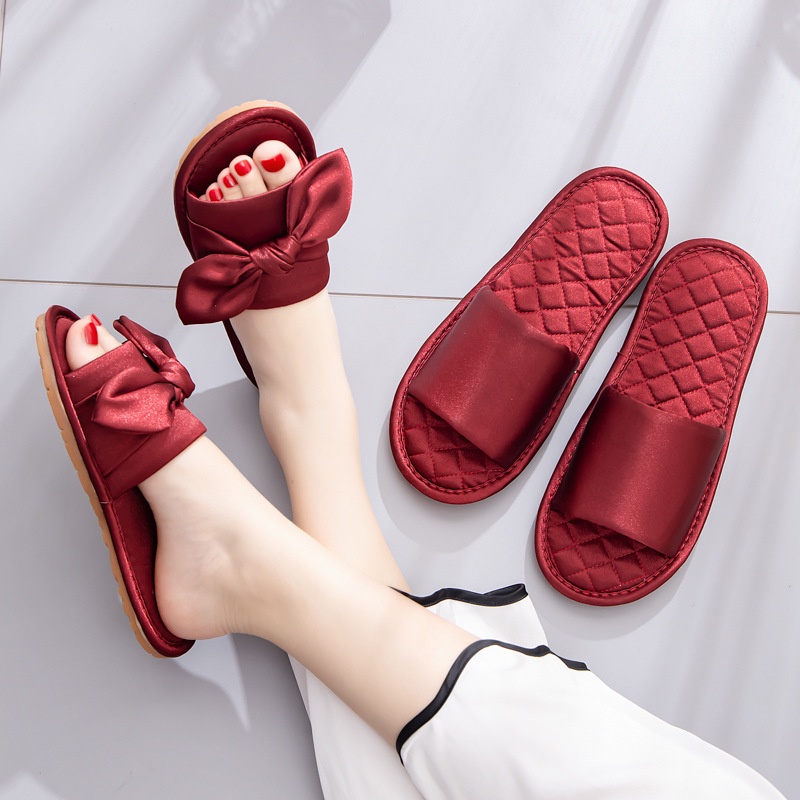 Bow Tie One Word Slippers for Women's Wedding, Bride and Groom's ...
