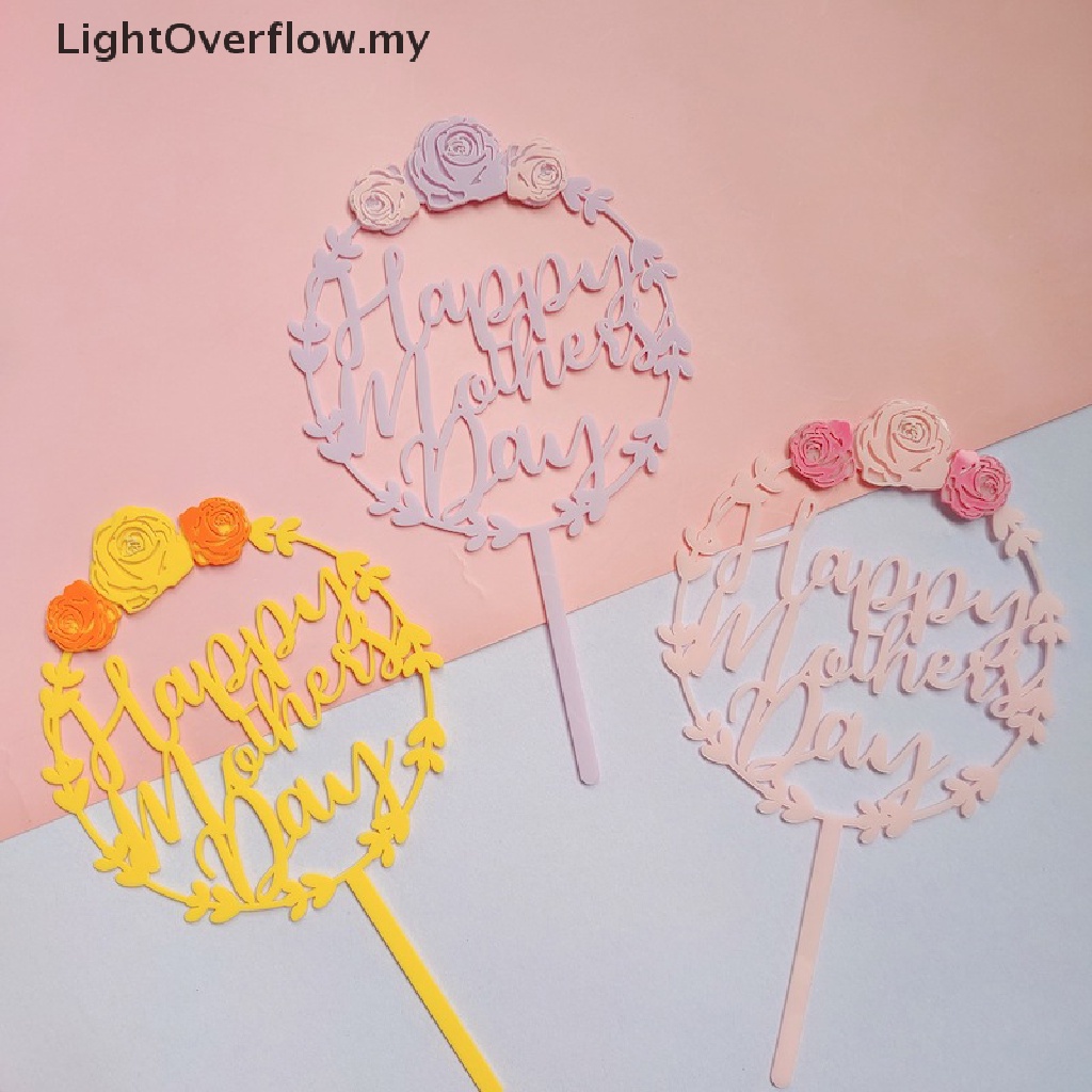 [LightOverflow] Acrylic Happy Mother's Day Flower Series Cake