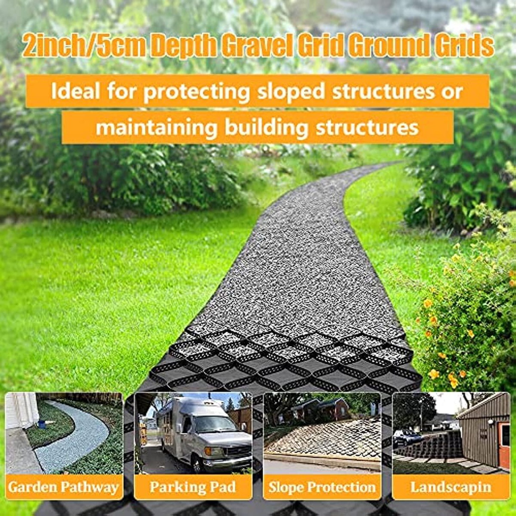 HDPE (9x17FT) 155 Sq Ft Geocells Gravel Grid Ground Stabilization Grid