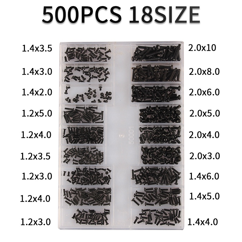 500pcs 18 Types Mini Computer Screws Set DIY Kit For Laptop Sun Glasses ...