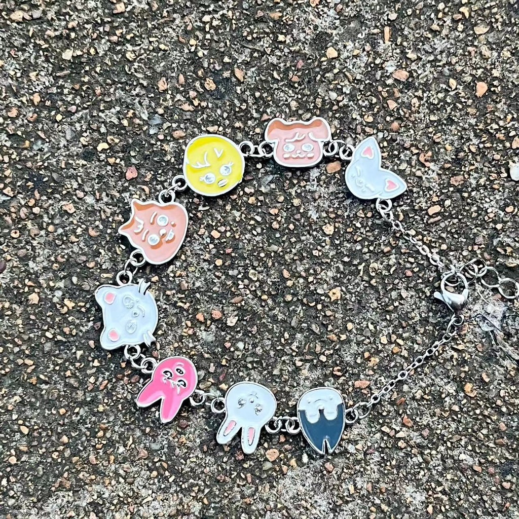 Kpop Idol Stray Kids Skzoo Alloy Metal Drop Oil Charms Bracelet STAY