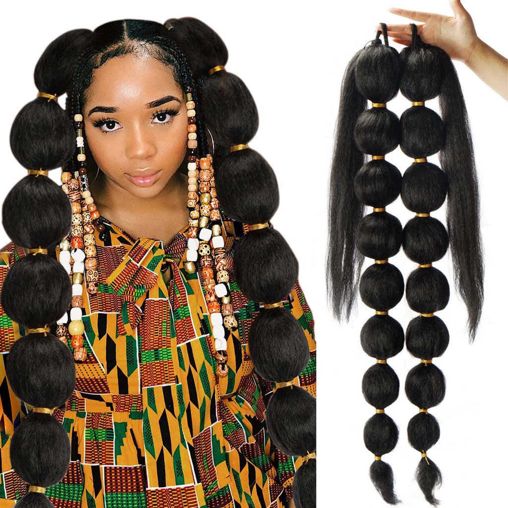 30 inch Long Bubble Ponytail Extension For Black Women Long Braided ...