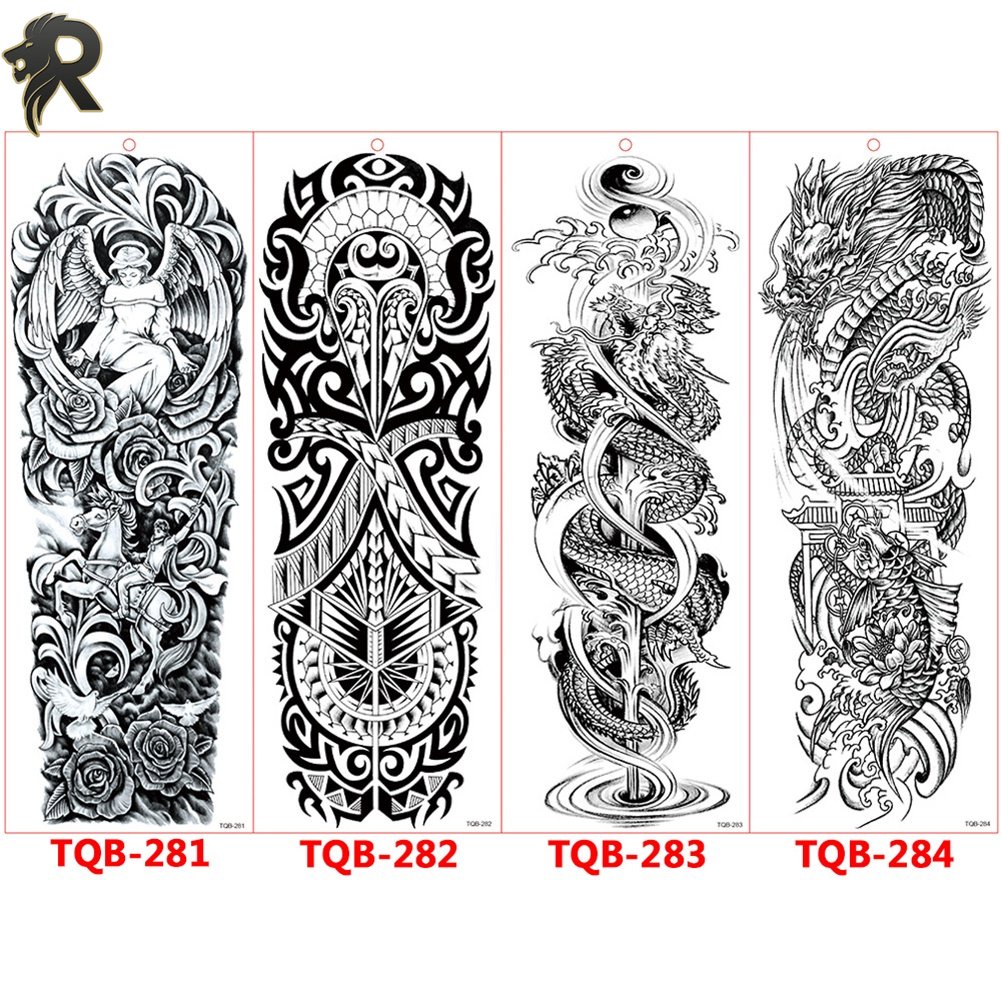 RL Large Arm Sleeve Tattoo Rose Gear Clock Eye Waterproof Temporary