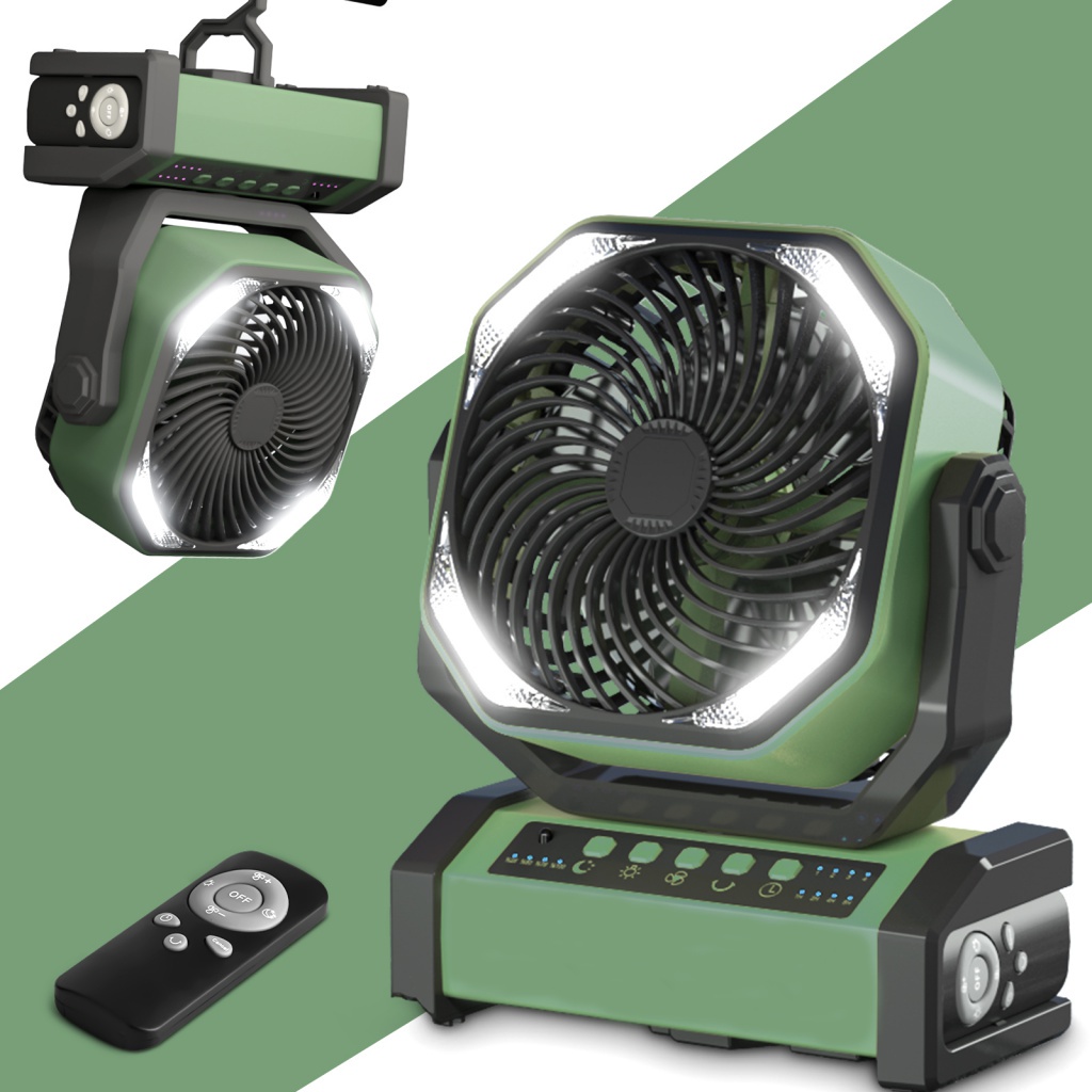D12 20000mAh Camping LED Fan with Light,Rechargeable Battery Powered ...
