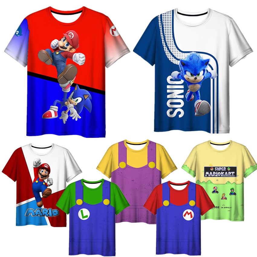 Super Mario Brothers Round Neck Short Sleeve t-Shirt Male Cartoon cos ...