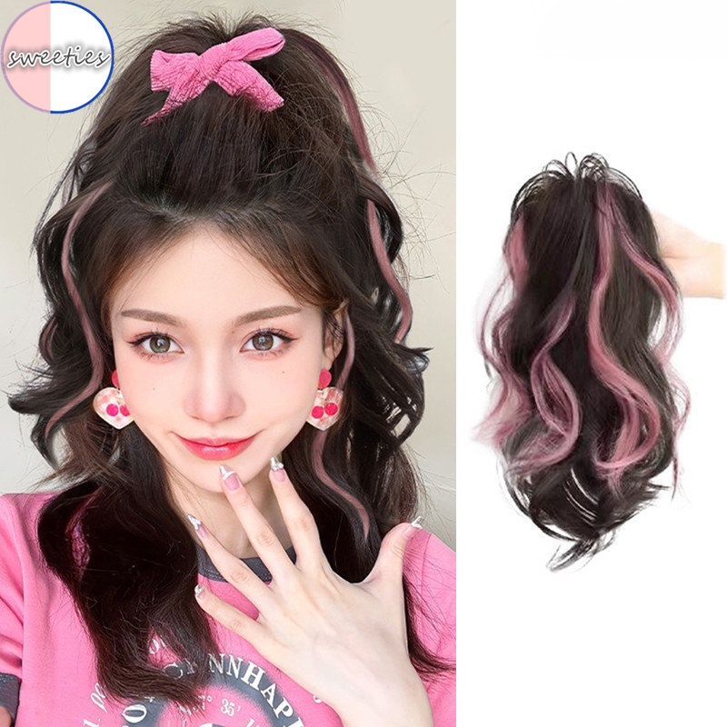 Y2K girls sweet cool Highlight Dyeing Synthetic Long Wavy Fluffy ...