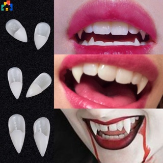 Vampire Fangs Teeth with Adhesive, Halloween Party Cosplay Props  Accessories, Fake Vampire Teeth Party Favors Werewolf Fangs Vampire  Dentures for Adults Kids 
