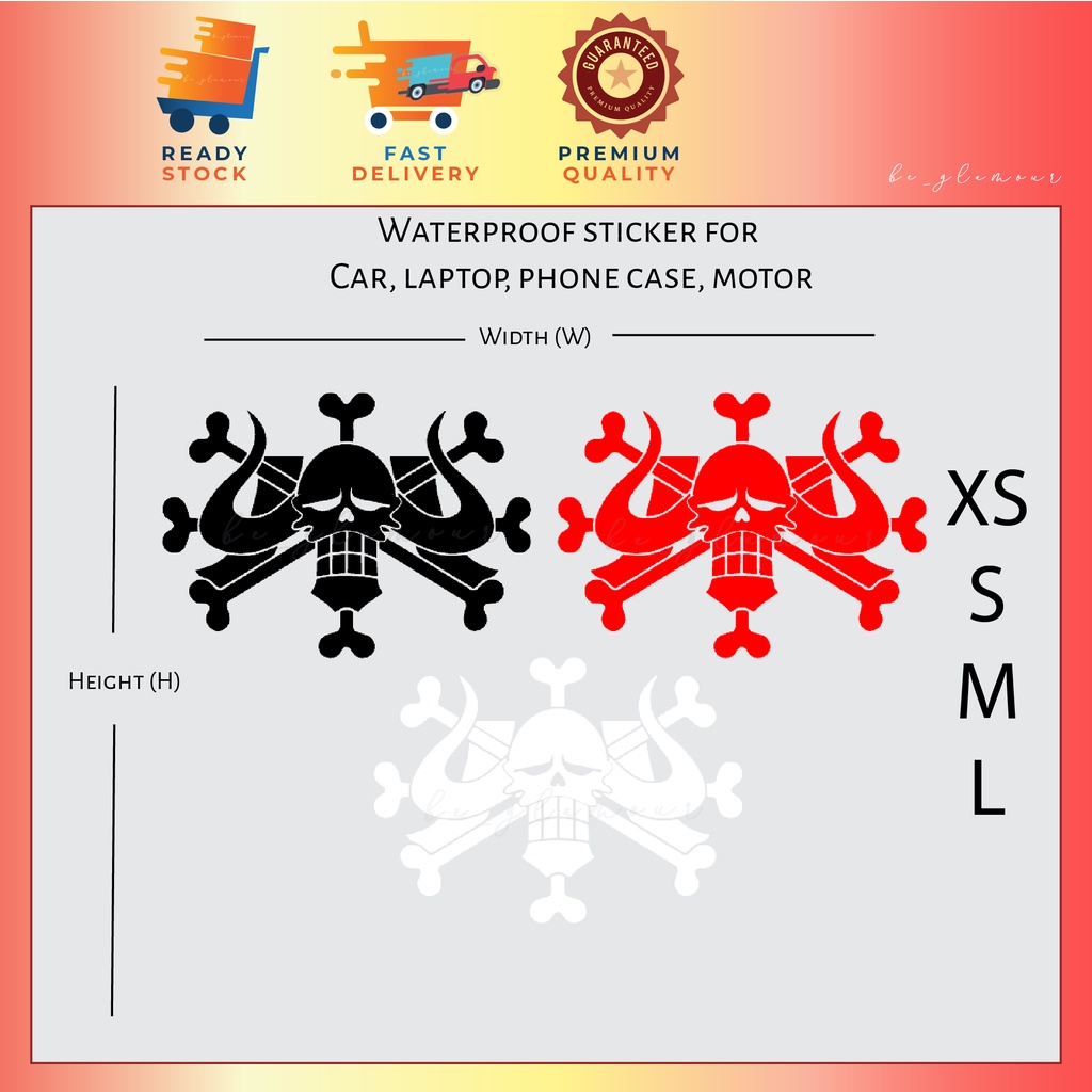 One Piece Beast Pirates Kaido sticker reflective yonko stiker Kereta ...