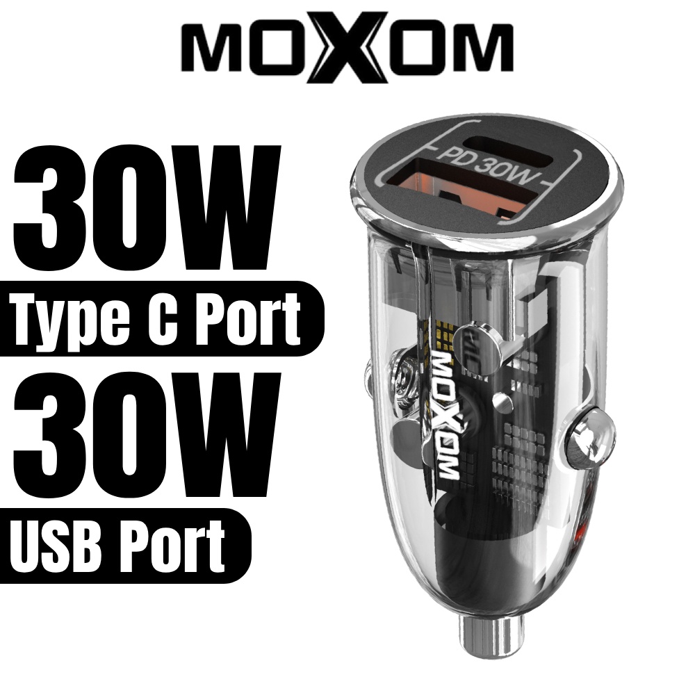 30W Moxom Type C PD Car Charger Fast Charging USB Car Charger Car