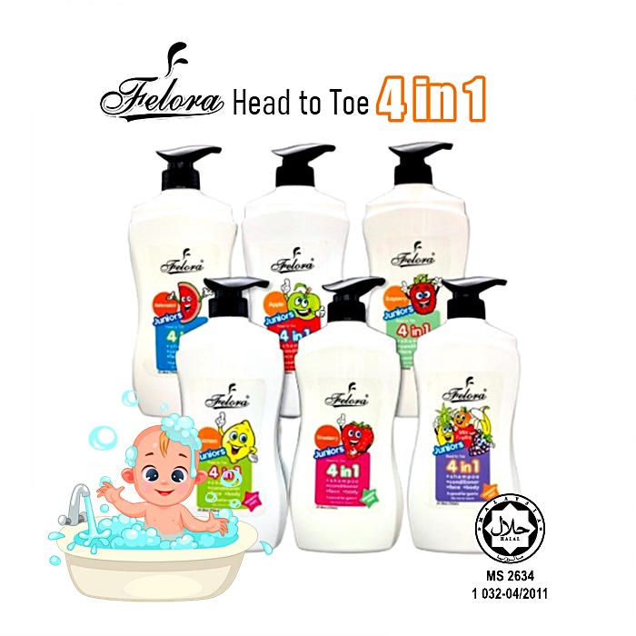 ( GV88-42-08 ) Felora Junior Kids Head to Toe 4 in 1 Soft Smooth Clean ...