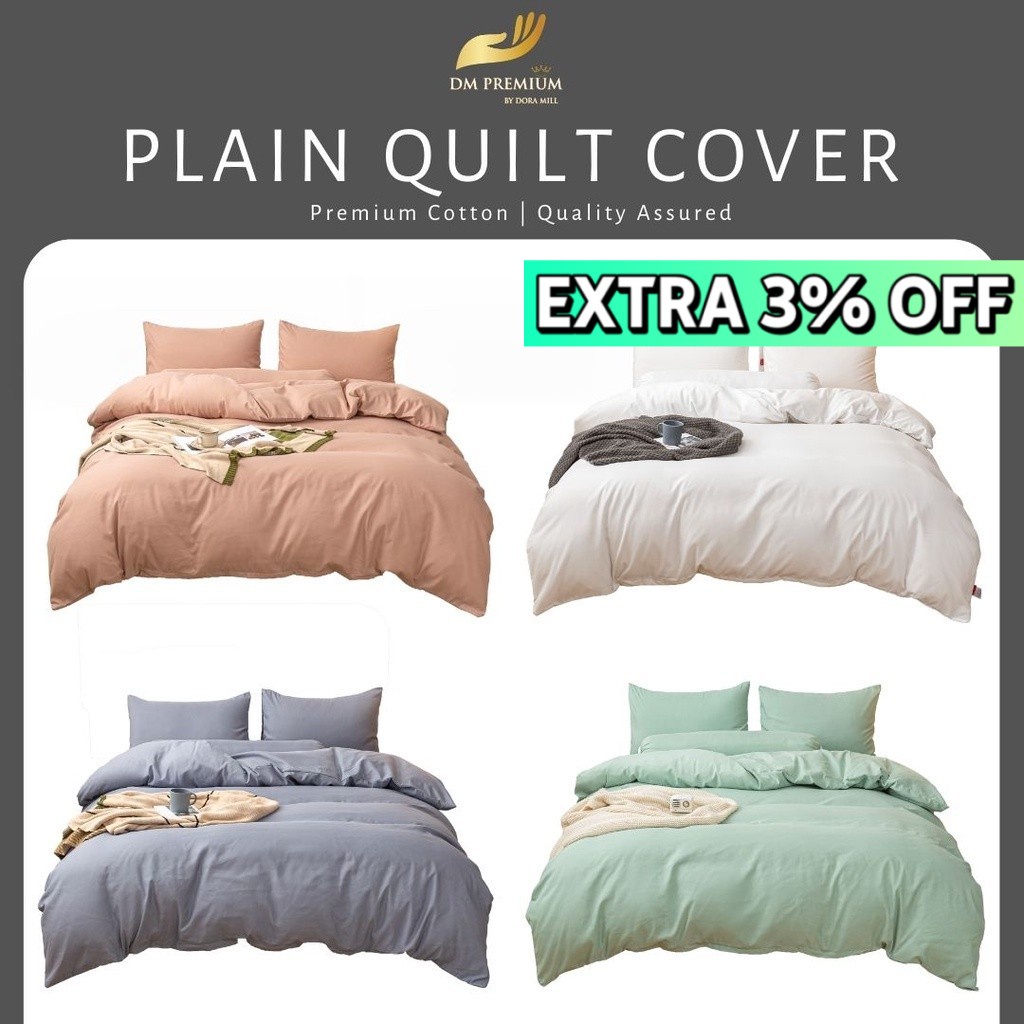 [READY STOCK] Premium 800 TC Cotton Plain Series Quilt Cover Comforter Protector QUEEN SINGLE